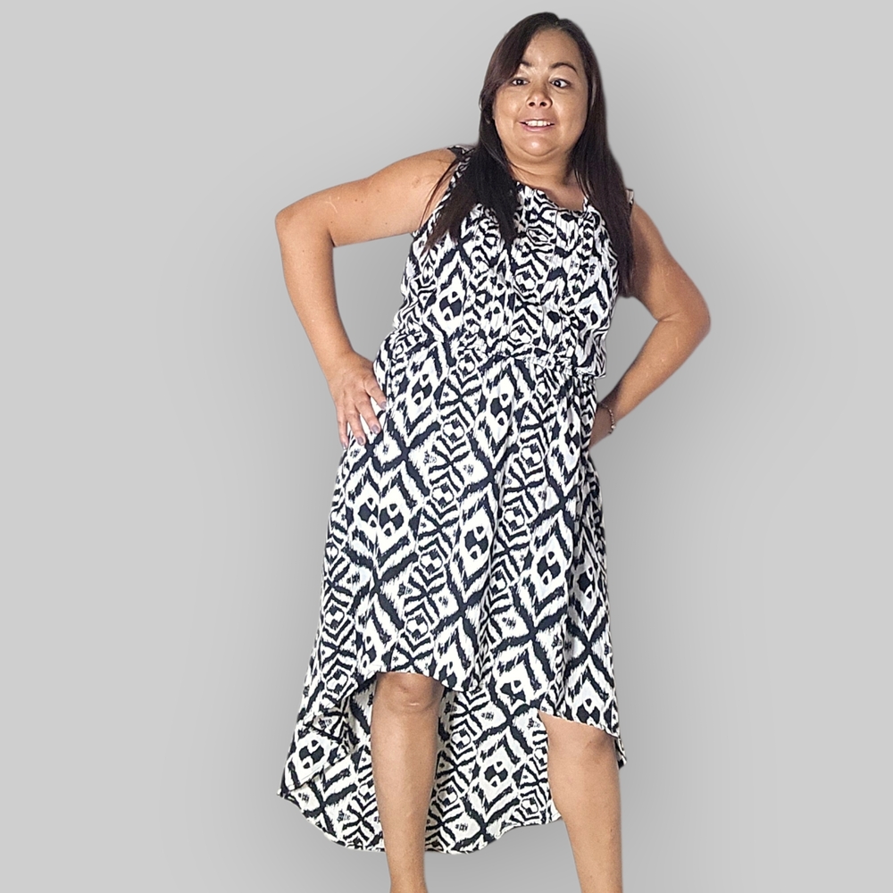Dex Womens Medium Monochrome High Low Dress - Picture 4 of 9